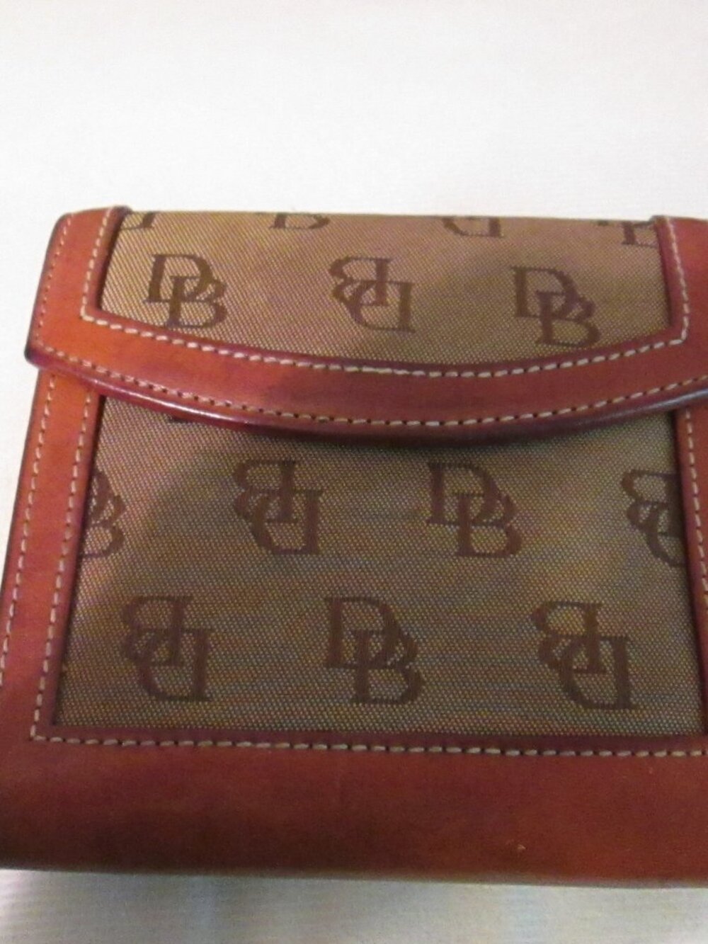 Vintage Dooney & Bourke Small Leather & Canvas Envelope Wallet